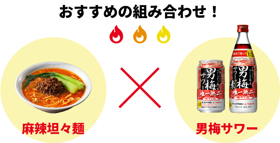 おすすめの組み合わせ 麻辣坦々麺 x 男梅サワー