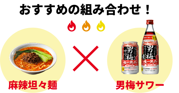 おすすめの組み合わせ 麻辣坦々麺 x 男梅サワー