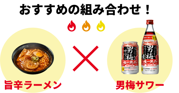 おすすめの組み合わせ 旨辛ラーメン x 濃いめのレモンサワー