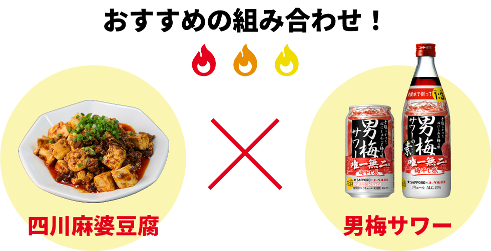 おすすめの組み合わせ 四川麻婆豆腐 x 男梅サワー