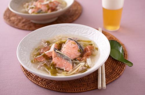 鮭のさっぱり梅生姜スープ
