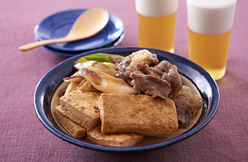 焼き豆腐と牛肉のすき煮