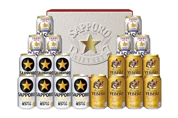 サッポロ生ビール黒ラベル缶350ml×7本、サッポロ クラシック缶350ml×6本、ヱビスビール缶350ml×7本