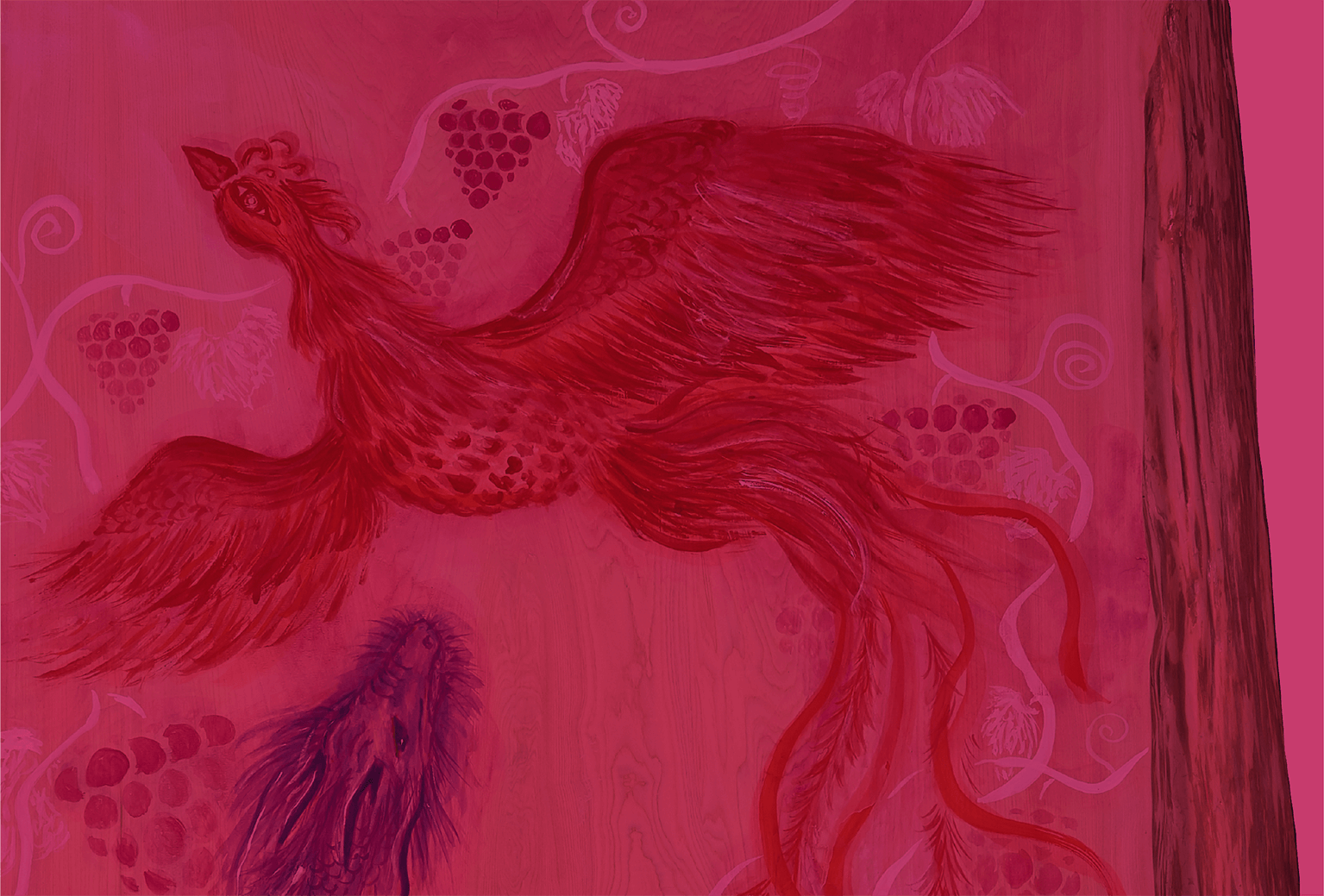 「ぶどうの収穫を祝う鳳凰と龍」