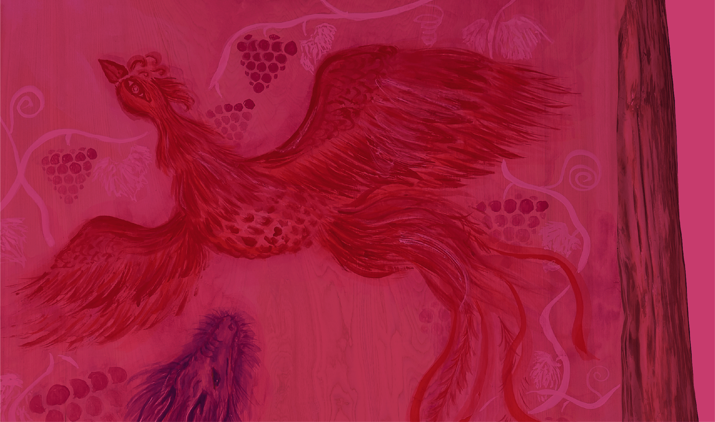 「ぶどうの収穫を祝う鳳凰と龍」