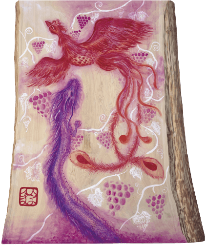 「ぶどうの収穫を祝う鳳凰と龍」