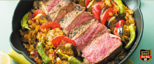 アメリカンビーフサーロインとナスとトマトのケバブのレシピを見る