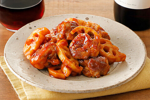 豚こま肉団子と蓮根の甘酢炒め:画像