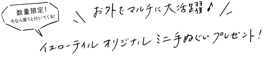 数量限定！今なら買うとついてくる！お外でマルチに大活躍♪イエローテイル オリジナルミニ手ぬぐいプレゼント！