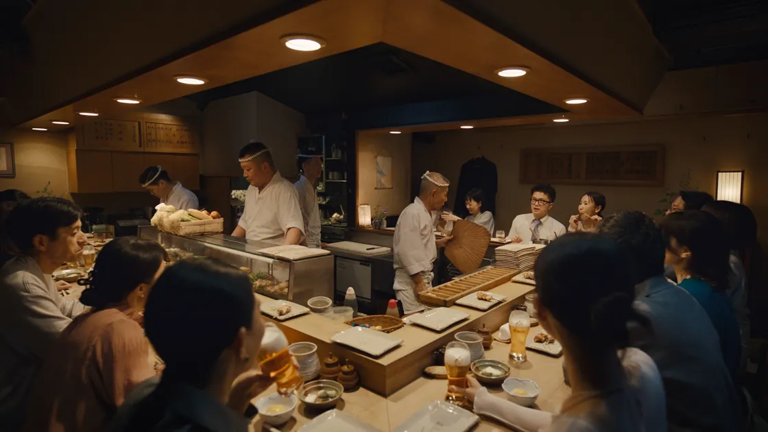 画像：ヱビス「うちのお店は、ヱビスビール」鳥よし篇 CMカット1